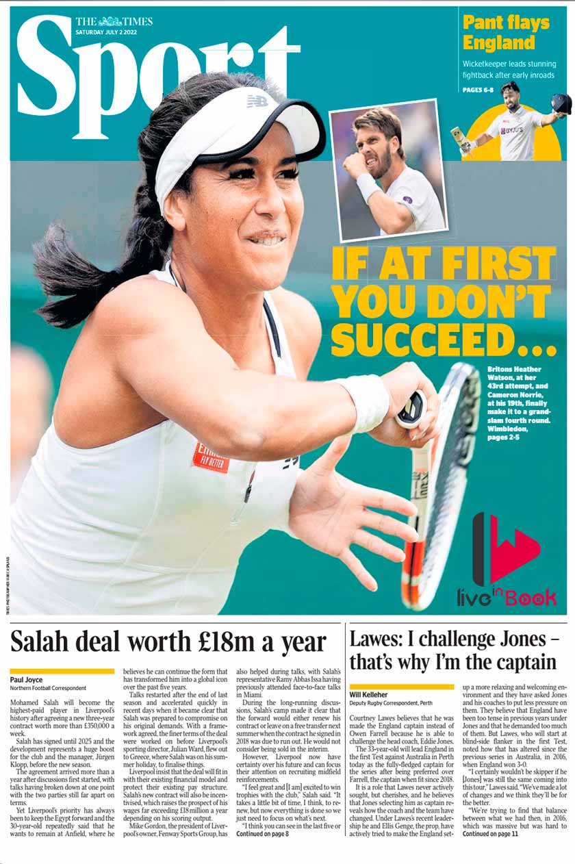 The Times Sport Cover